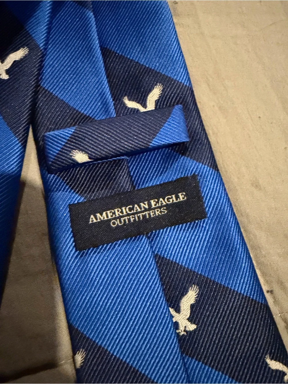 American Eagle Outfitters Blue Striped Tie with White Eagle Motif